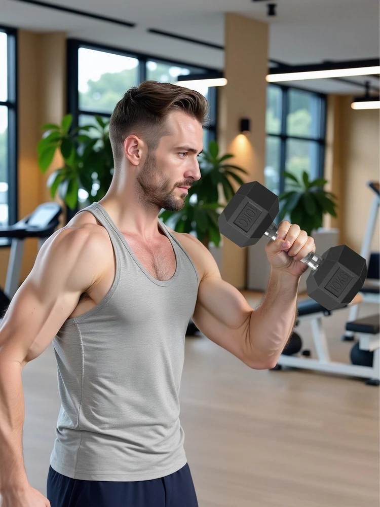 SONGMICS hantelių rinkinys, 2 vnt. hantelių rinkinys, šešiakampiai, trumpųjų hantelių rinkinys, 2 x 5kg, 2 x 10 kg, treniruotėms, fitneso treniruotėms, sunkiojo atletikos pratimams namuose, sporto salėje
