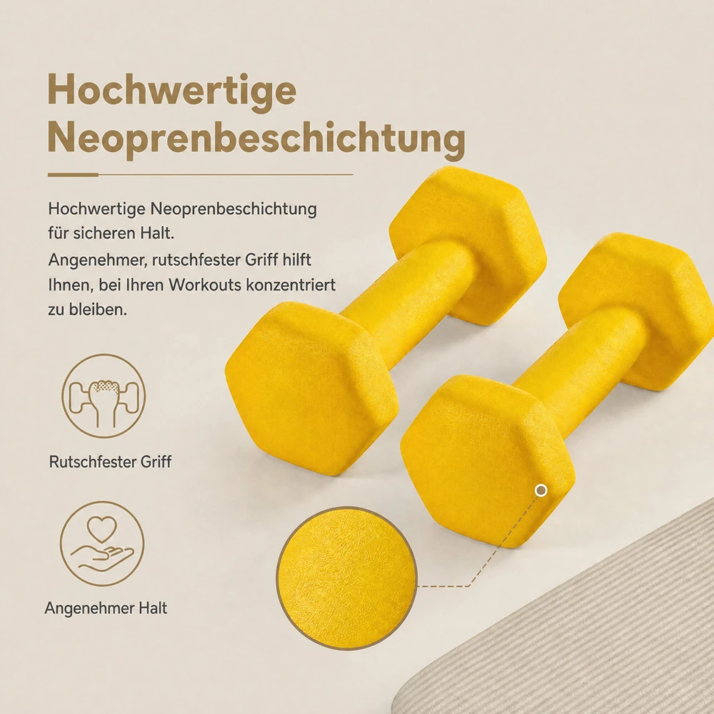 SONGMICS hanteliai, 2 vnt. rinkinys, 2 x 1kg