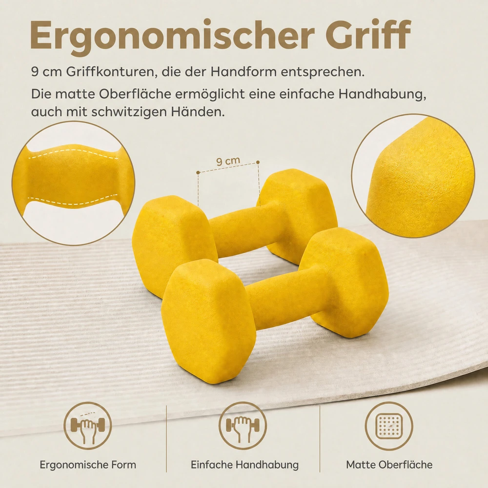 SONGMICS hanteliai, 2 vnt. rinkinys, 2 x 1kg