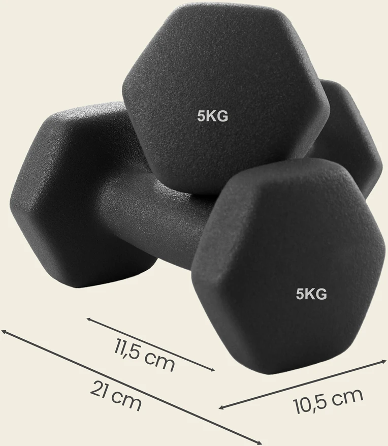 SONGMICS hanteliai, 2 vnt. rinkinys, 2 x 5kg
