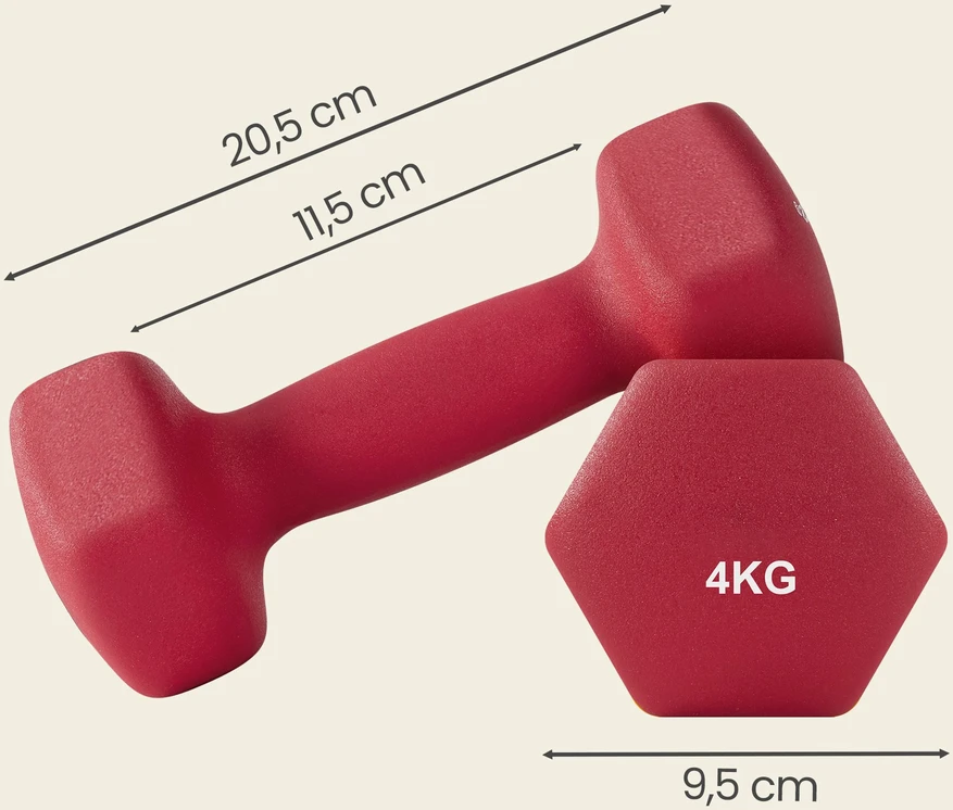 SONGMICS hantelių rinkinys, 2 vnt., magenta raudonos spalvos