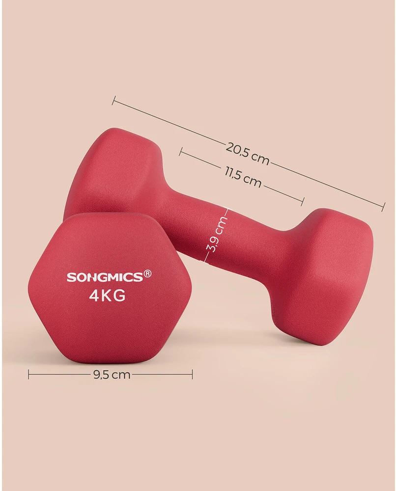 Songmics 2 hantelių rinkinys purpurinės raudonos spalvos