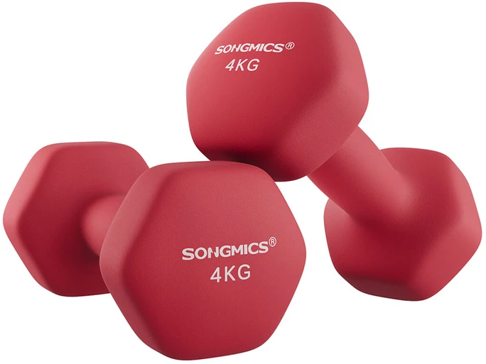 Songmics 2 hantelių rinkinys purpurinės raudonos spalvos