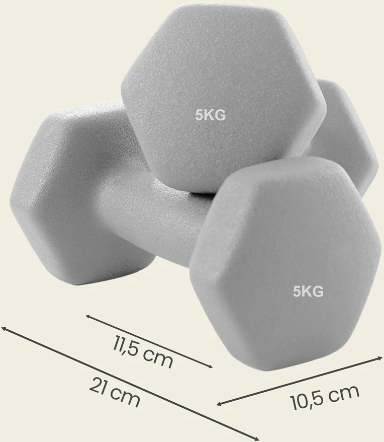 SONGMICS hanteliai, 2 vnt. rinkinys, 2 x 5kg