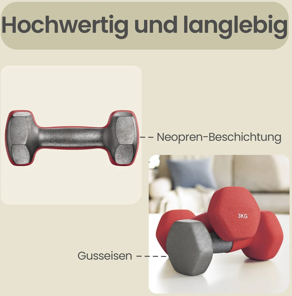 SONGMICS hanteliai, 2 vnt. rinkinys, 2 x 3kg