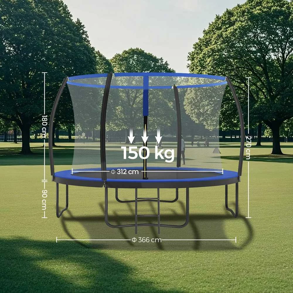 Songmics Batutas 366 cm d, sodo batutas su apsauginiu tinklu, 180 cm aukščio lenkti stulpai