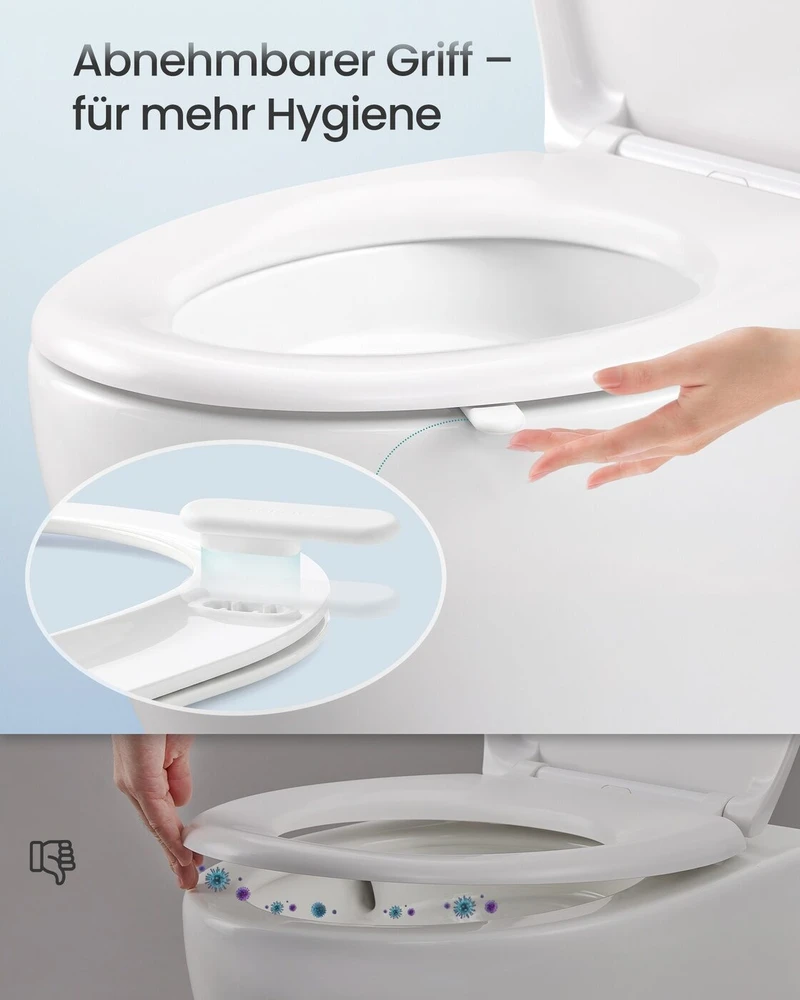 Songmics O formos tualeto sėdynė su automatiniu nuleidimu ir lengvu nuėmimu, balta