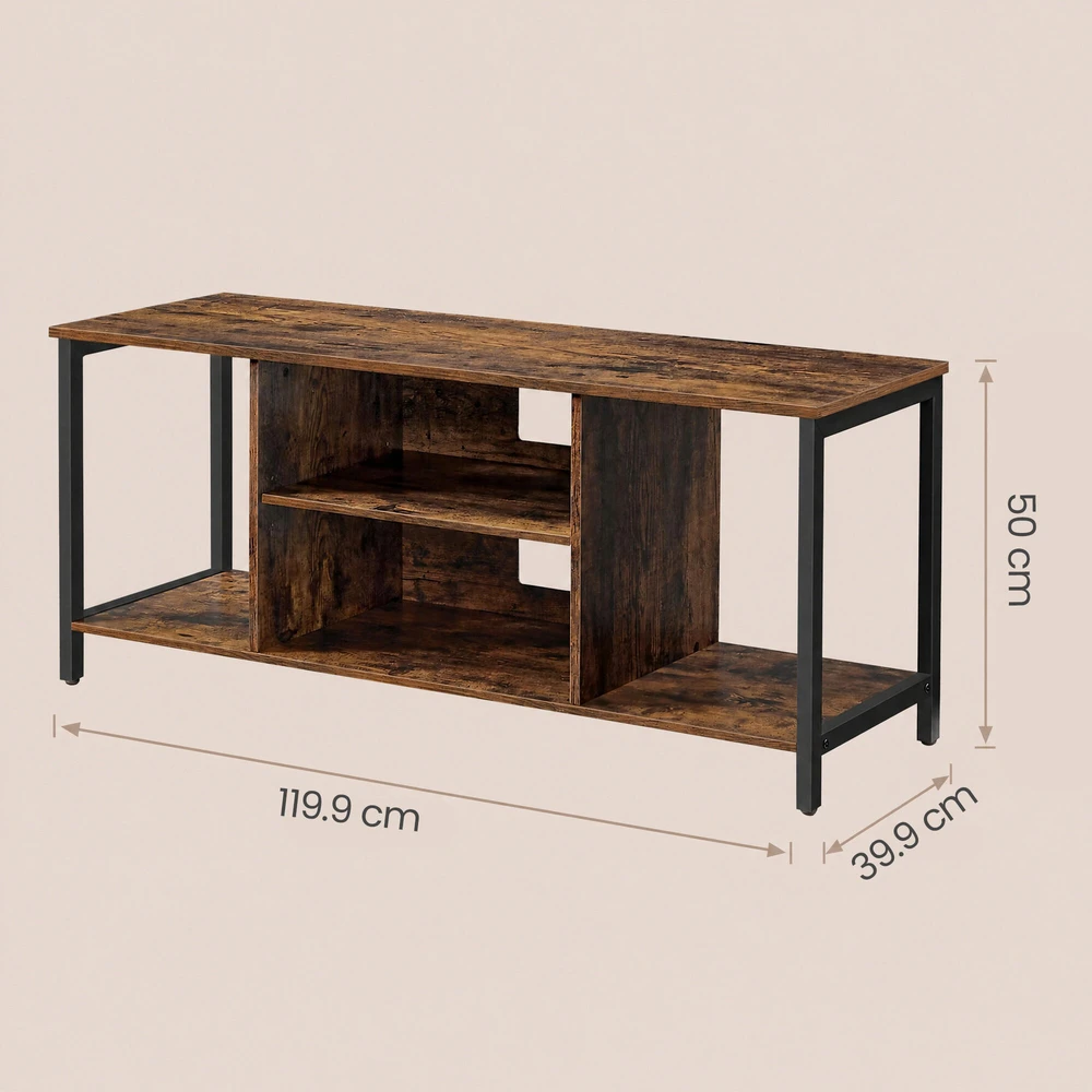 TV staliukas Songmics Vasagle TV spintelė su atvirais skyriais 40 x 120 x 50 cm vintažinė ruda-juoda