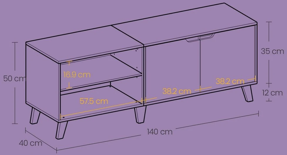 TV staliukas Songmics Televizoriaus staliukas su 2 durelėmis, 140 cm