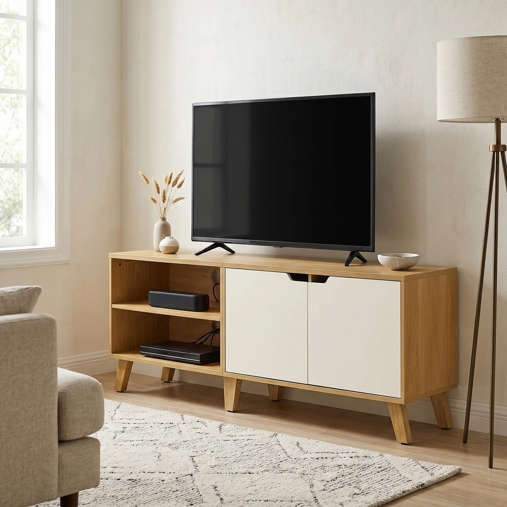 TV staliukas Songmics Vasagle Televizoriaus spintelė, televizoriaus staliukas su 2 durelėmis, 140 cm ilgio