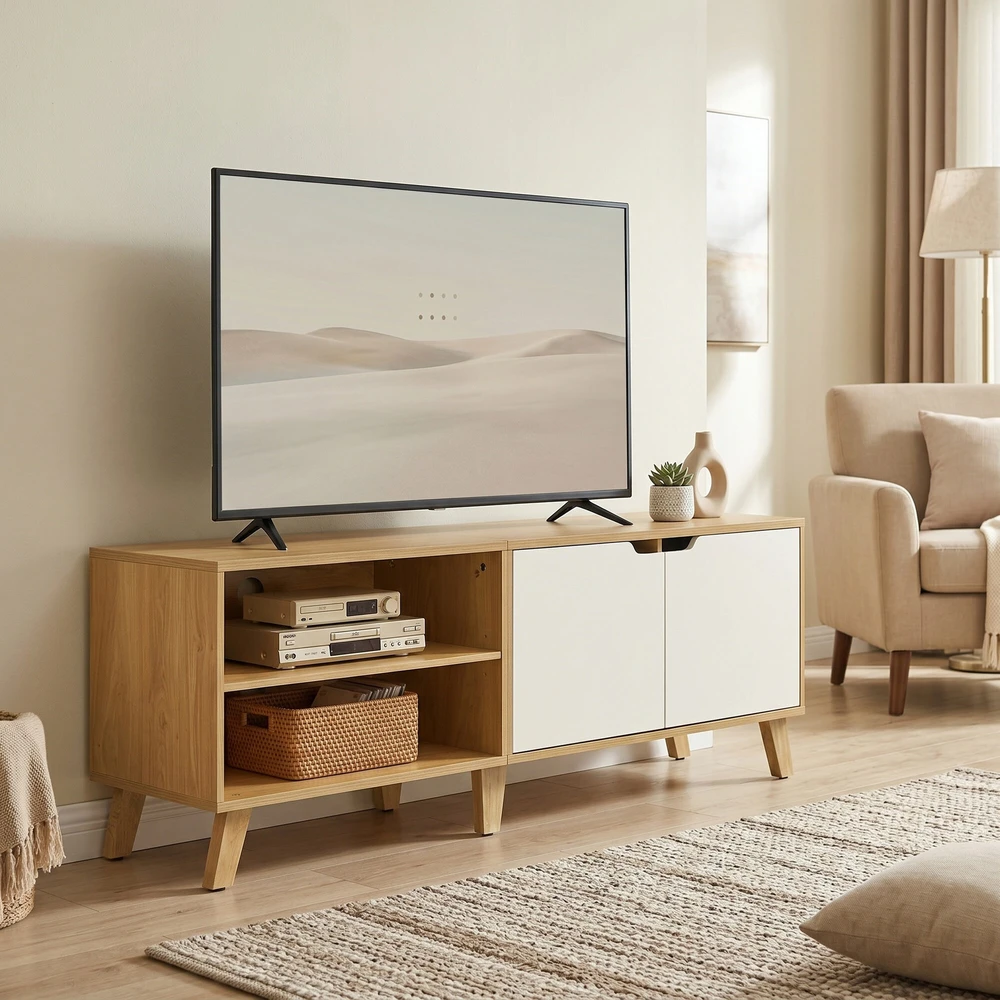 TV staliukas Songmics Vasagle Televizoriaus spintelė, televizoriaus staliukas su 2 durelėmis, 140 cm ilgio