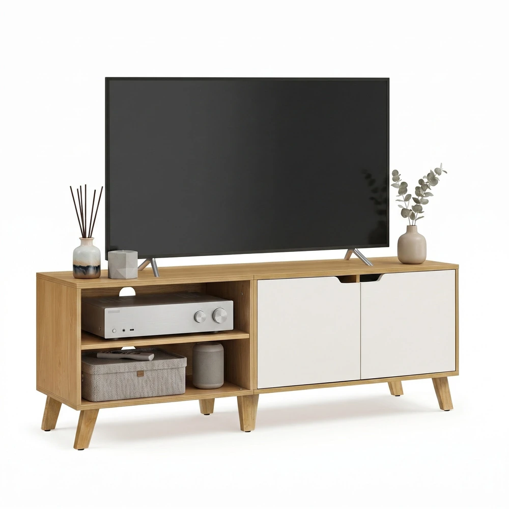 TV staliukas Songmics Vasagle Televizoriaus spintelė, televizoriaus staliukas su 2 durelėmis, 140 cm ilgio
