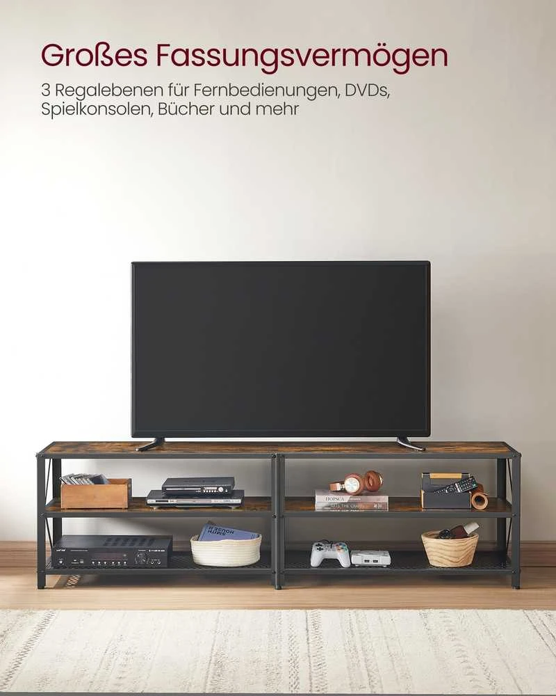 TV staliukas Songmics Vasagle 3 lygių televizoriaus lentyna svetainėje