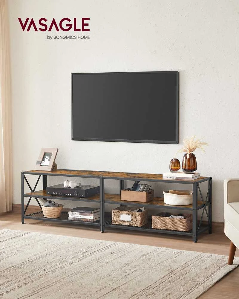 TV staliukas Songmics Vasagle 3 lygių televizoriaus lentyna svetainėje