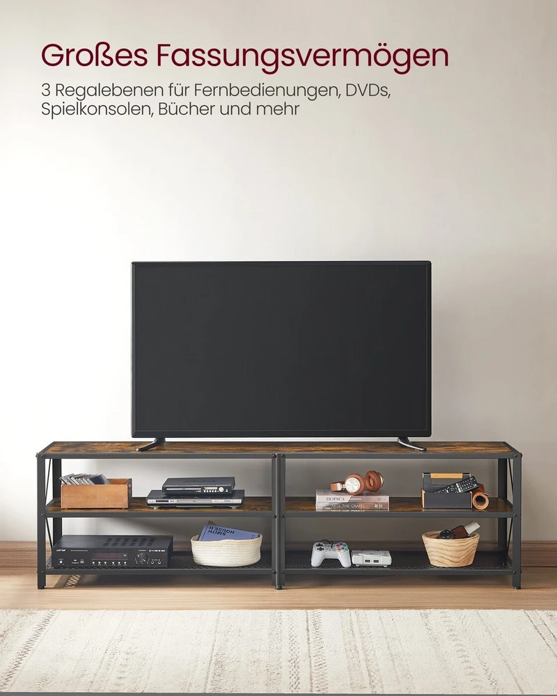 TV staliukas Songmics Vasagle 3 lygių televizoriaus lentyna svetainėje