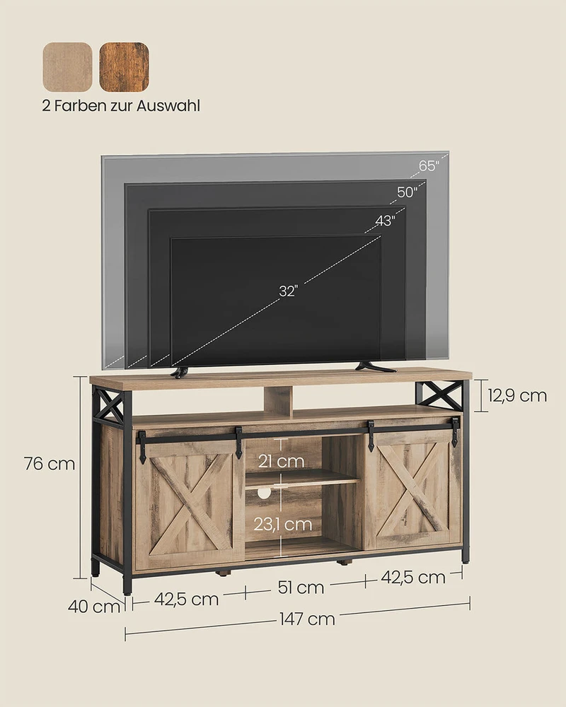 TV staliukas Vasagle Televizoriaus spintelė iki 65 colių televizoriams rudos-juodos spalvos