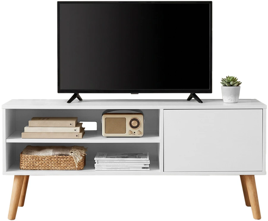 TV staliukas Songmics TV spintelė 120x40x49 cm medinė balta