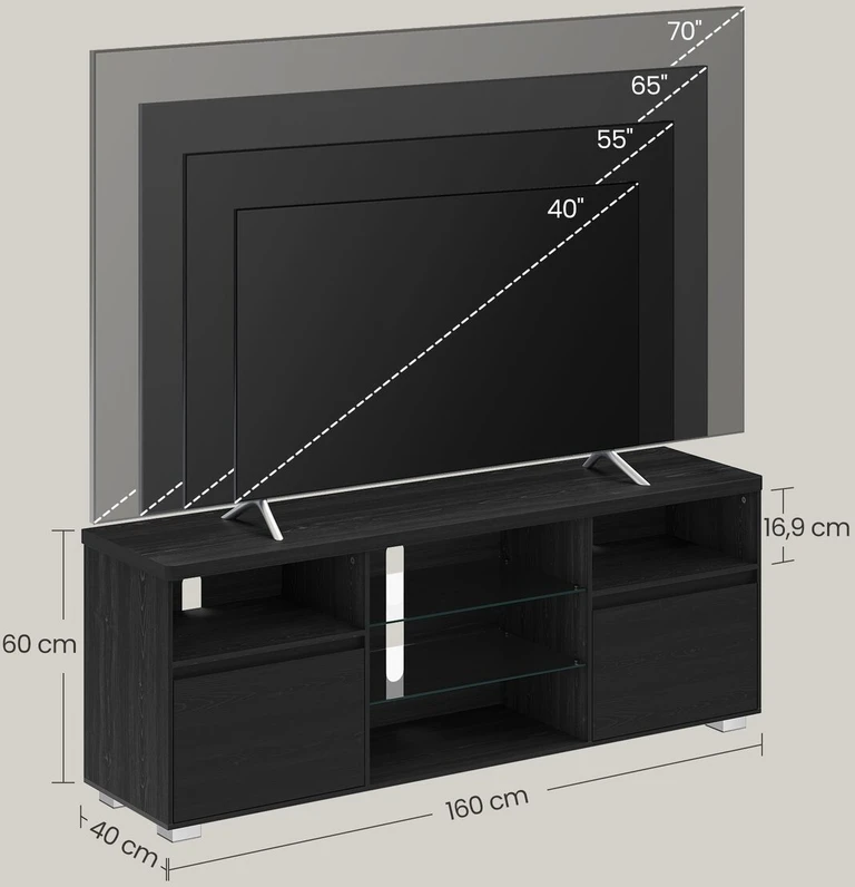 Vasagle TV spintelė su LED apšvietimu iki 70 colių