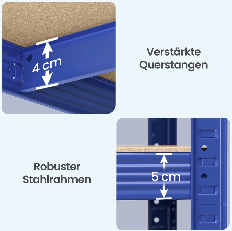 SONGMICS sandėliavimo lentynos, 60 x 120 x 200 cm, sunkiųjų krovinių lentynos