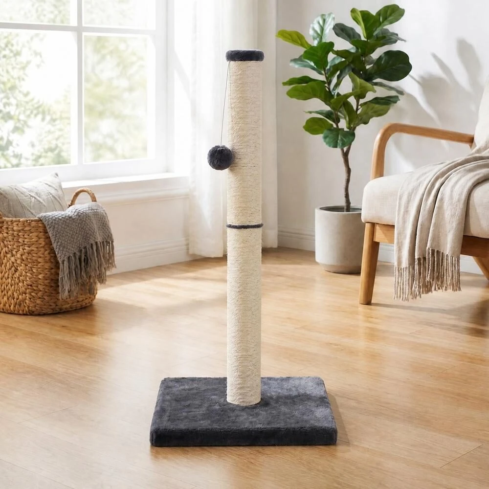 Songmics Kačių draskyklė su žaislu, tamsiai pilka, 84 cm