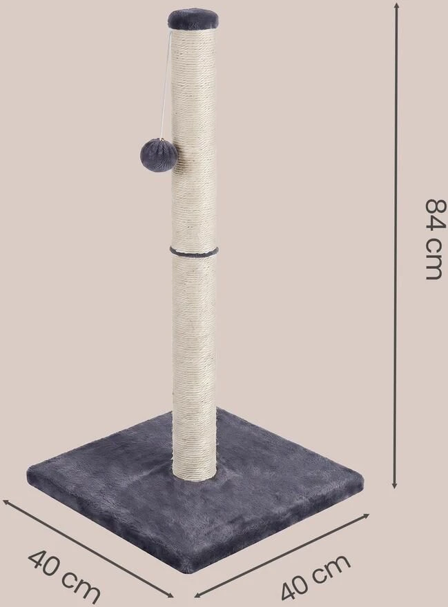 Songmics Kačių draskyklė su žaislu, tamsiai pilka, 84 cm