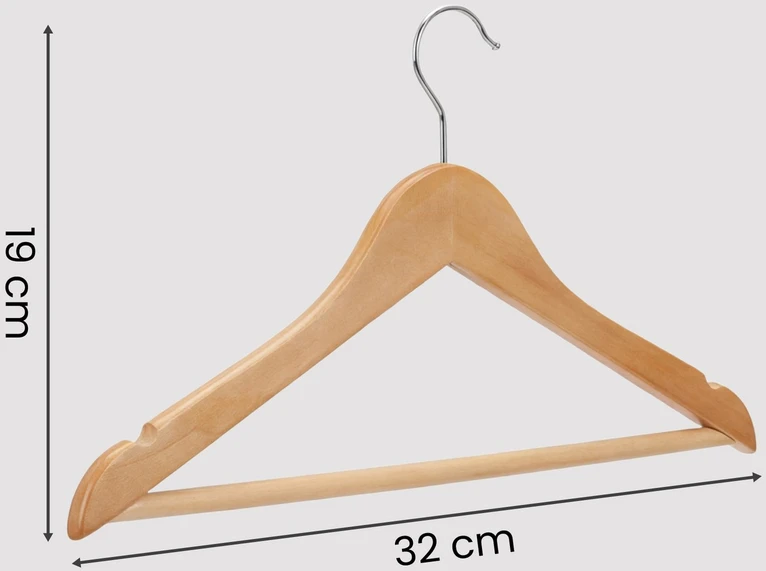 Songmics Vaikiškos drabužių pakabos, 32x1,2x19 cm, natūralios, medinės