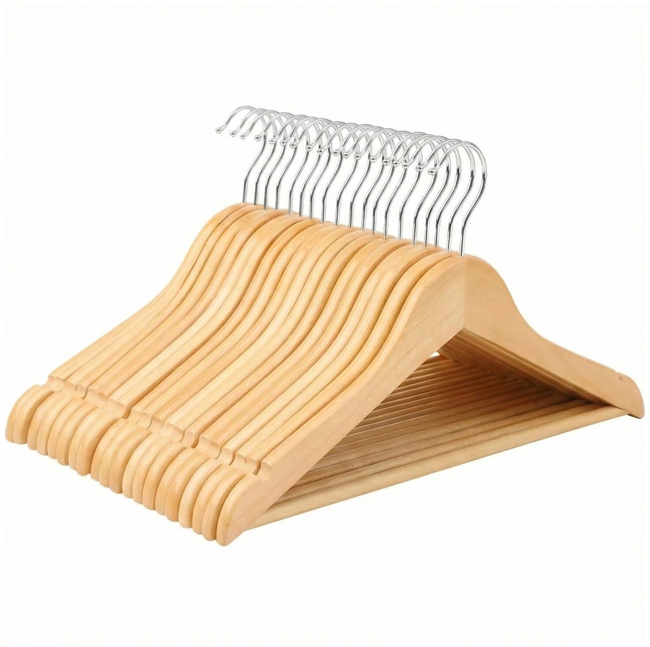 Songmics Vaikiškos drabužių pakabos, 32x1,2x19 cm, natūralios, medinės