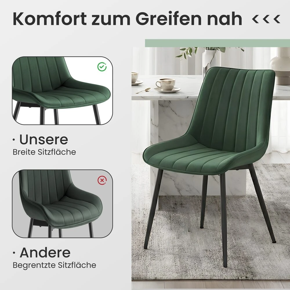 Songmics 2 valgomojo kėdės, virtuvės kėdė, plieninės kojos