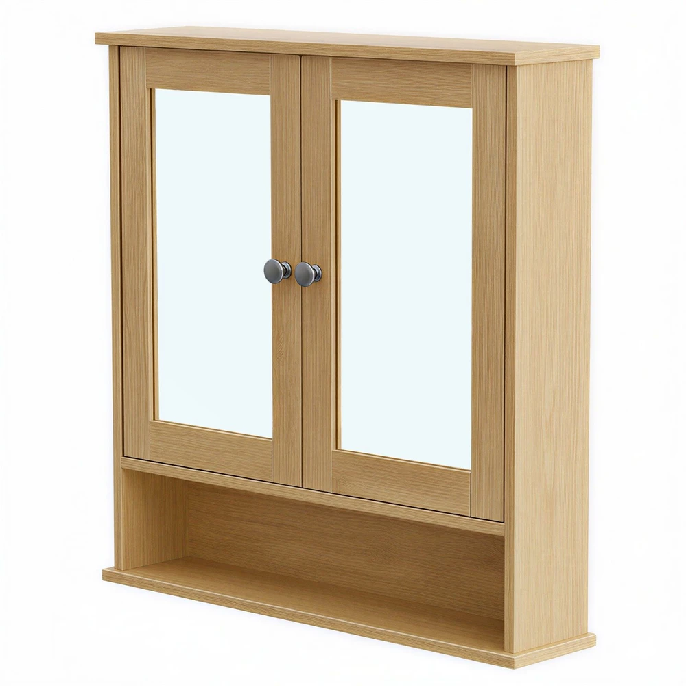 Songmics Spintelė su veidrodžiais 2 durų ir atvira lentyna 13x56,5x58,5 cm