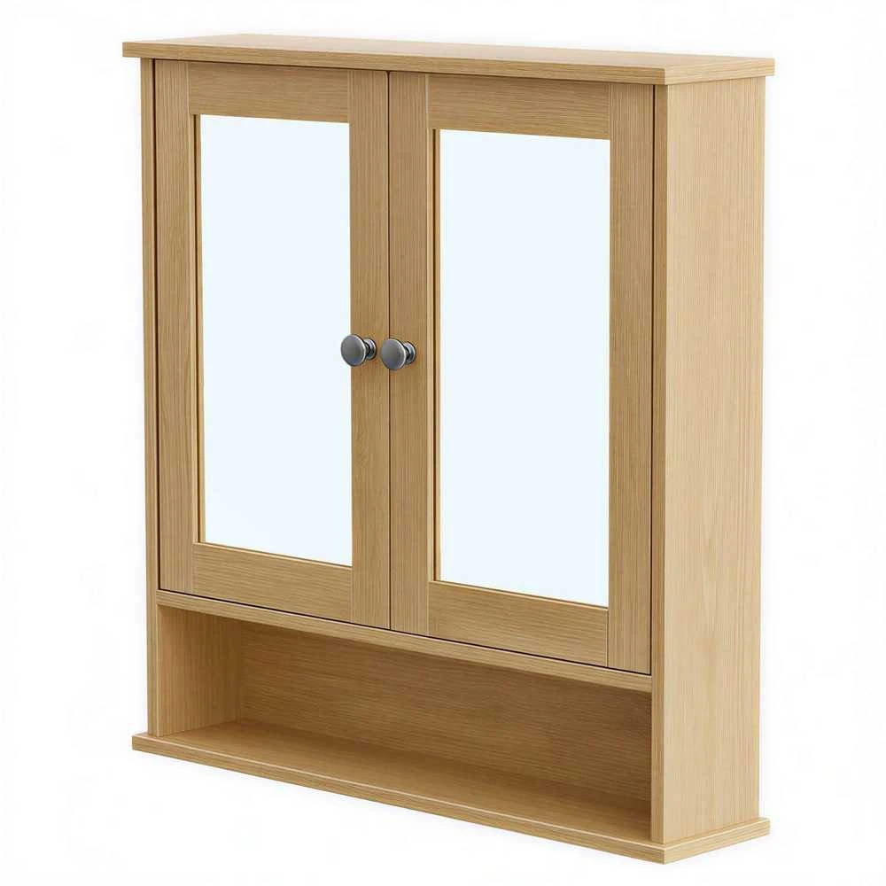 Songmics Spintelė su veidrodžiais 2 durų ir atvira lentyna 13x56,5x58,5 cm