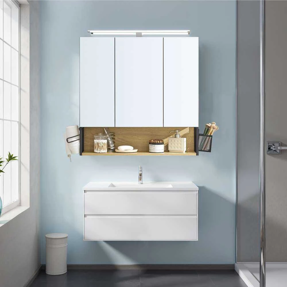 Songmics Vonios spintelė su LED apšvietimu 14,5 x 70 x 70 cm