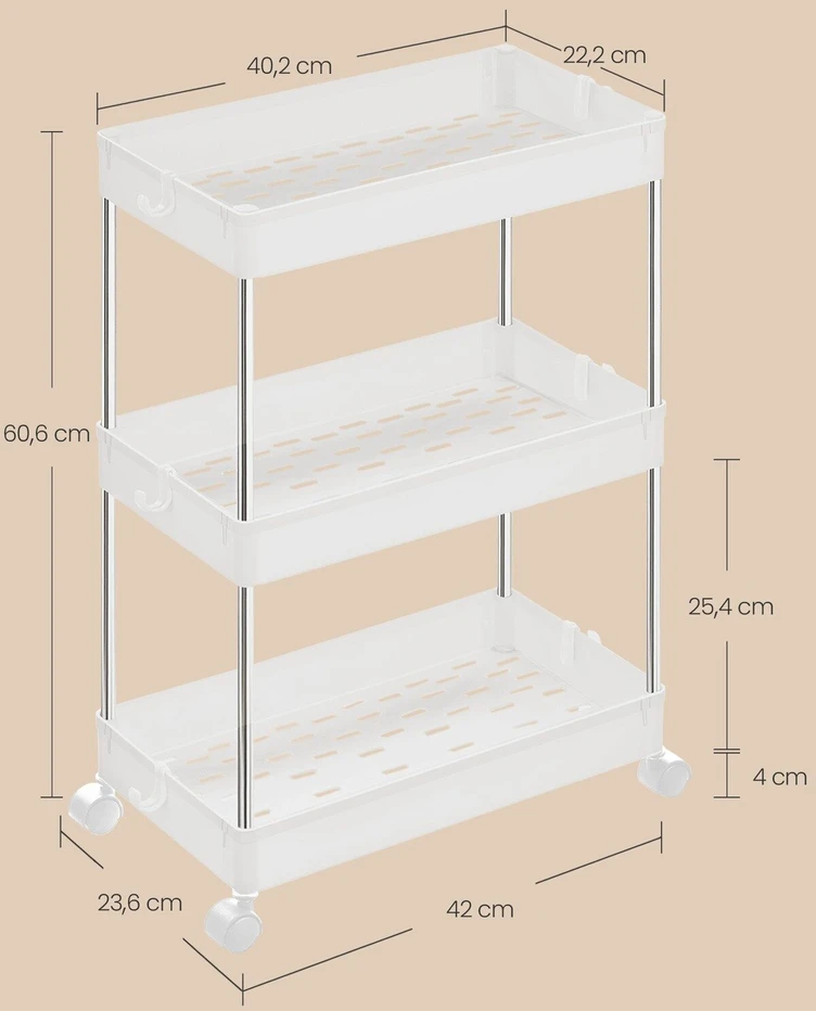 Songmics Vežimėlis 40 x 22 x 60 cm