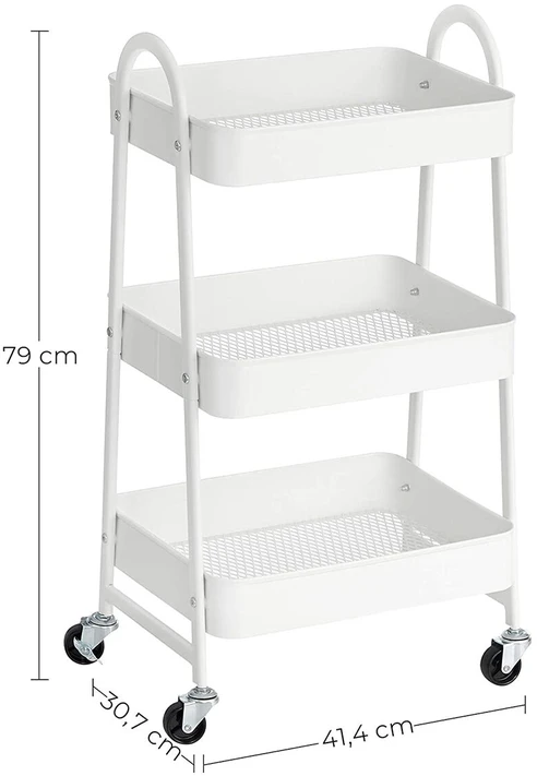 Songmics Baltas metalinis vežimėlis