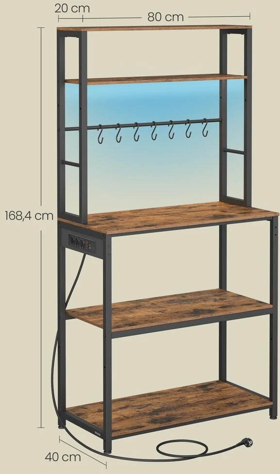 Songmics Virtuvinė lentyna 40 x 80 x 168,4 cm