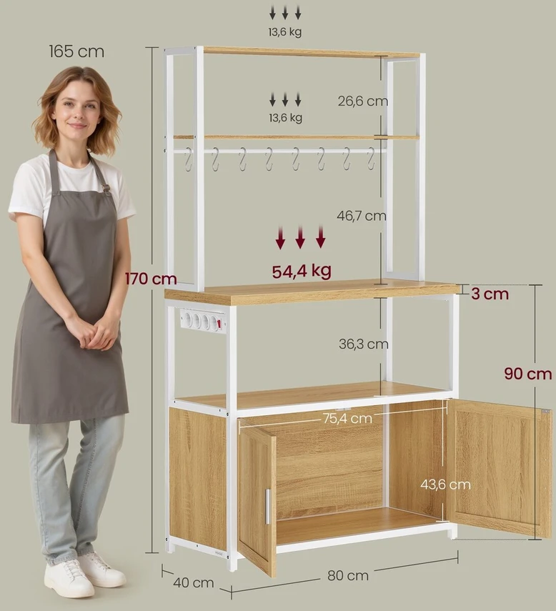 Songmics Virtuvinė lentyna 40 x 80 x 170 cm