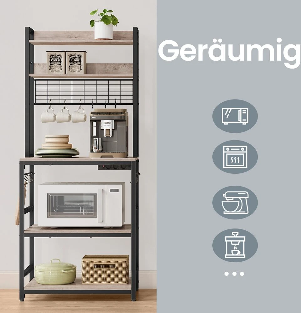 Songmics Lentyna su elektros lizdais, greige-juoda