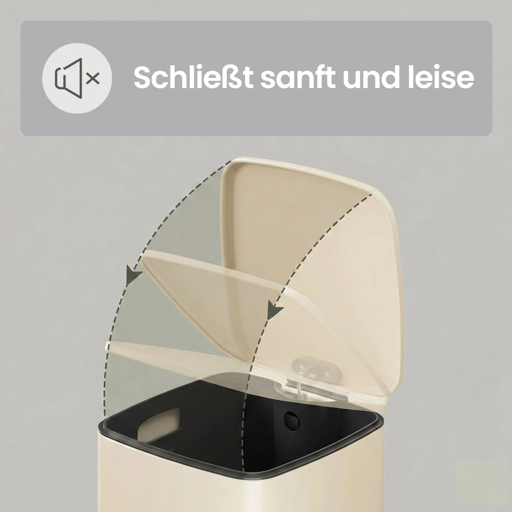 Songmics Šiukšliadėžė iš plieno 20 l smėlio spalvos