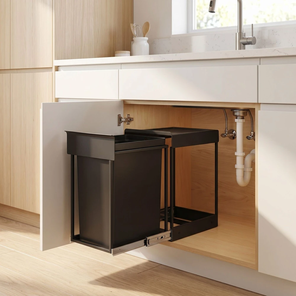 Songmics Šiukšliadėžė 20 l juoda