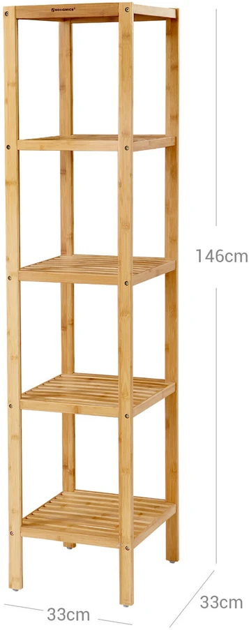 Songmics Bambukas 5 lentynos 33 x 33 x 146 cm siauras
