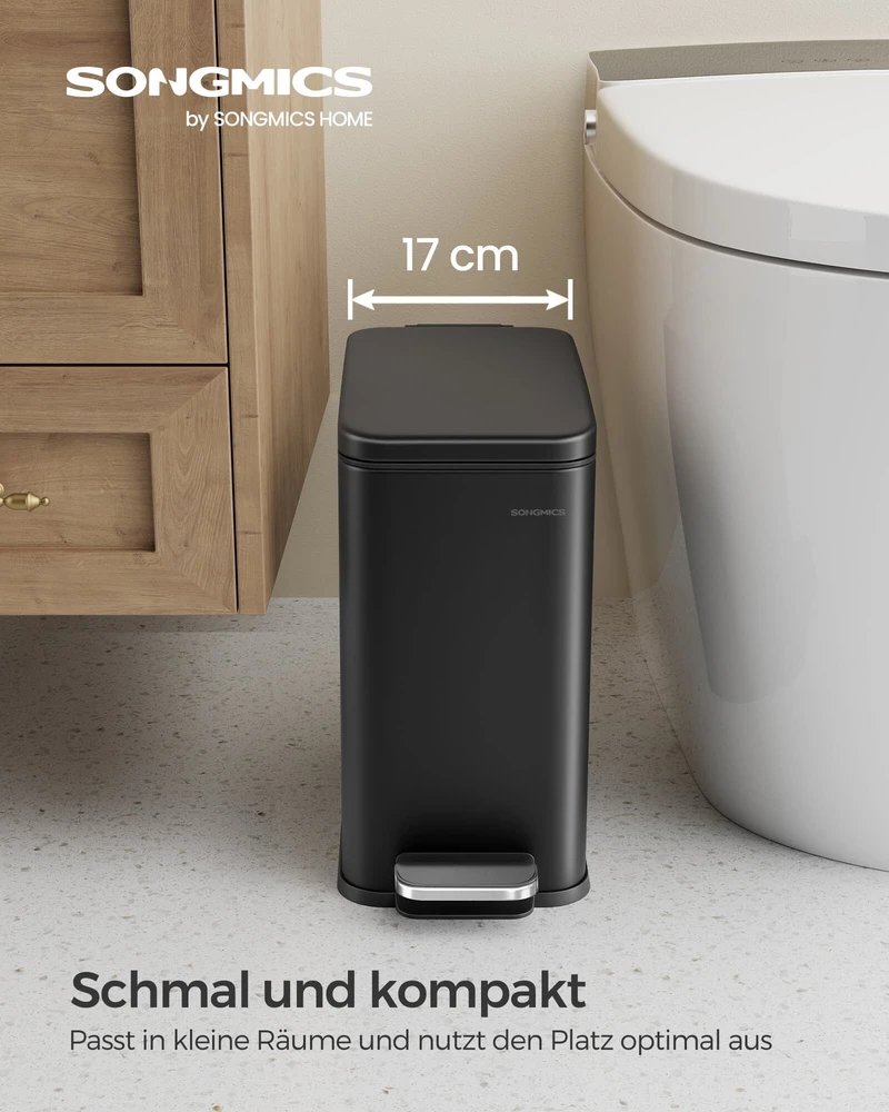 Songmics Kosmetikos dėžė 10 litrų su dangčiu, juoda