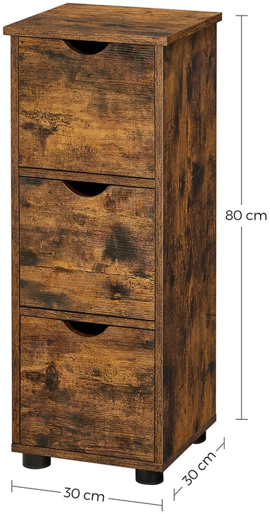 Songmics Vasagle Vonios spintelė su stalčiais vintage ruda