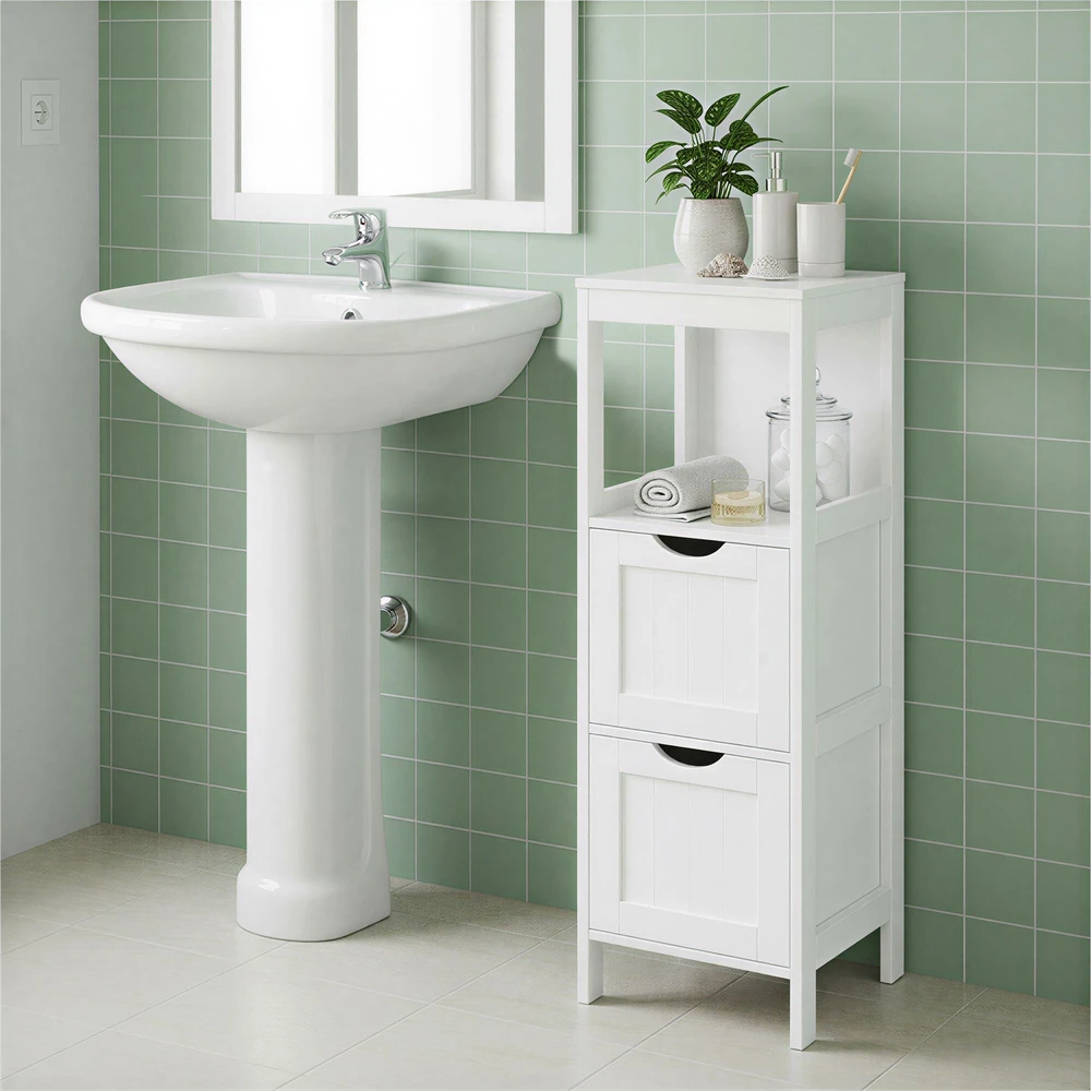 Songmics Vonios spintelė balta MDF 30x89x30 cm
