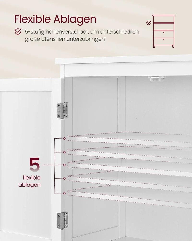 Songmics Vasagle Vonios spintelė 30 x 60 x 110 cm su 2 durelėmis ir 2 stalčiais