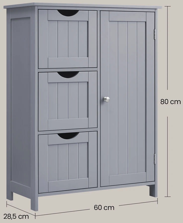 Songmics Vonios kambario spintelė su 3 stalčiais ir durelėmis 30x60x81 cm