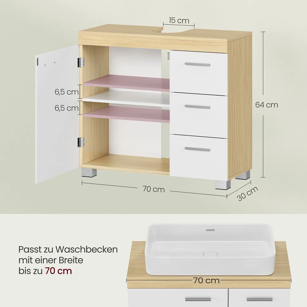 Songmics Vasagle Waschbeckenunterschrank mit 3 großen Schubladen