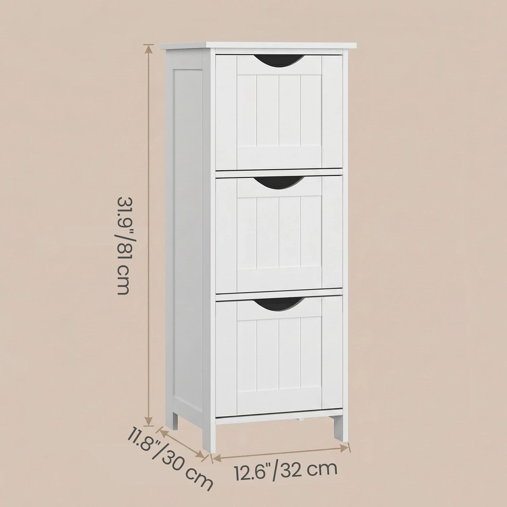 Songmics Spintelė su 3 stalčiais , 32x30x81 cm, balta