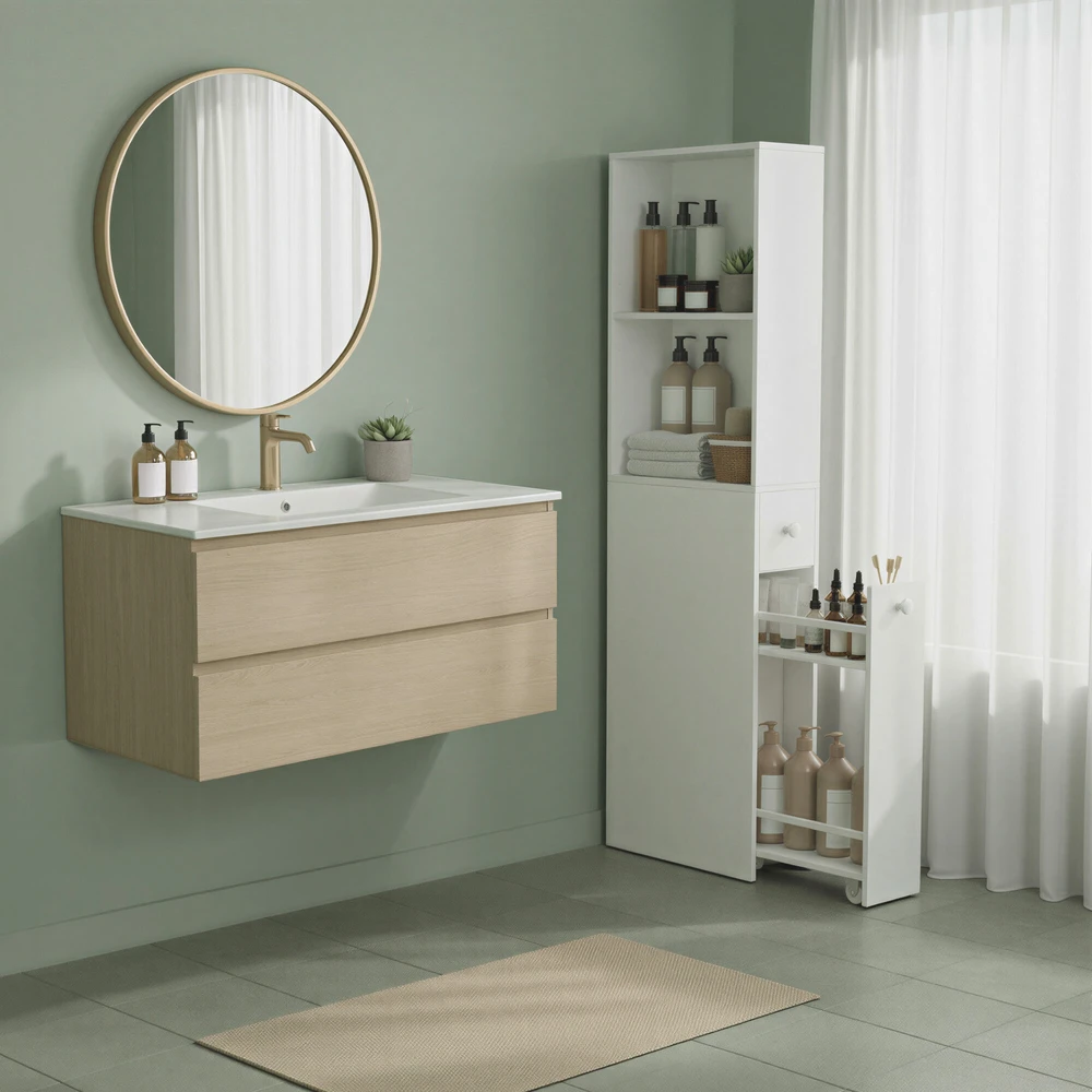 Songmics Vonios kambario spintelė, 40x18x134,4 cm