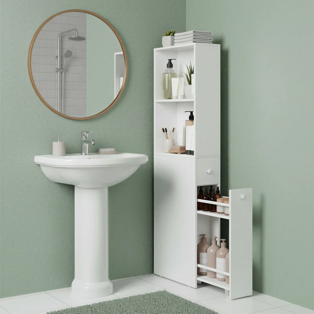 Songmics Vonios kambario spintelė, 40x18x134,4 cm