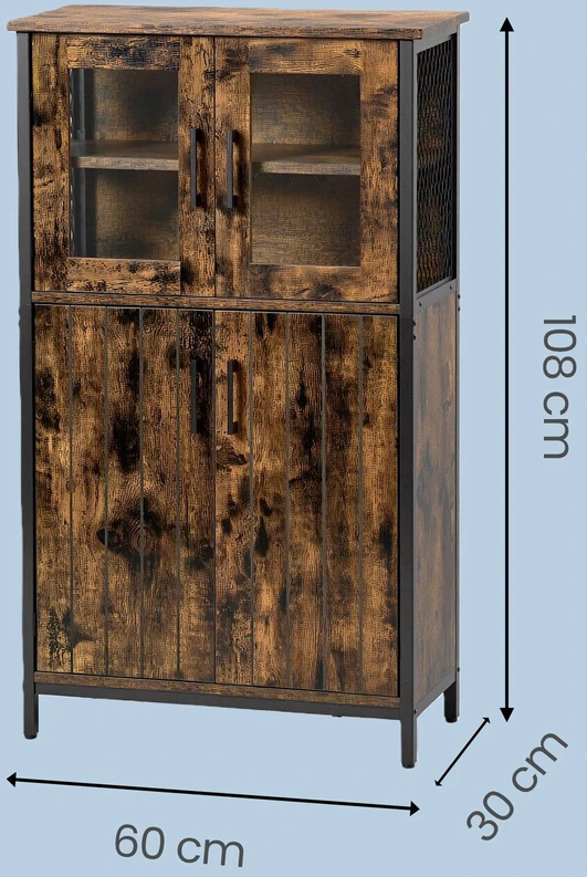 Songmics Virtuvės spintelė su reguliuojamomis lentynomis 60x30x108 cm