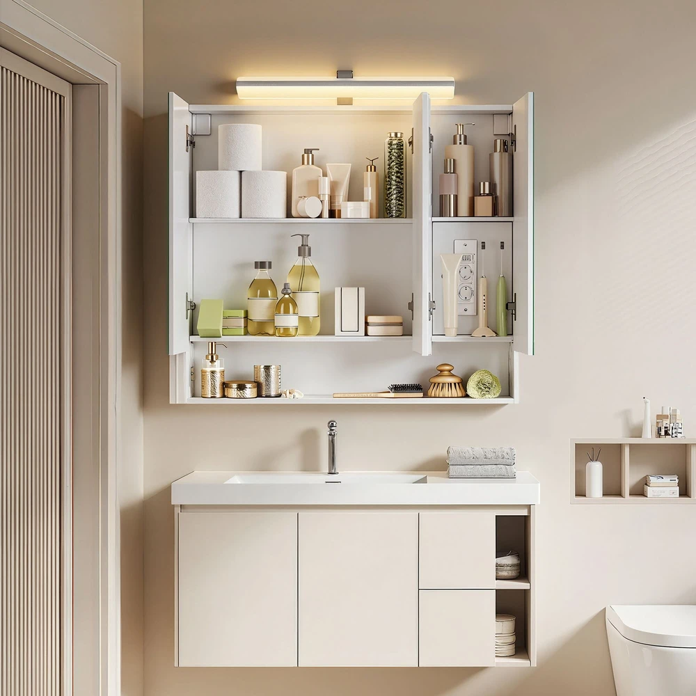 Songmics Vonios kambario spintelė su LED apšvietimu 16,6 x 90 cm